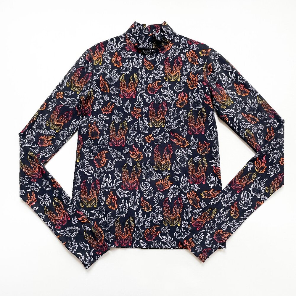 Marcell Von Berlin Long Sleeve Top Flame Print Size Small NEW NWT